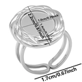 Detailed size chart for stainless steel oval ring base with adjustable band measurements - J508 / Steel