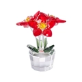 Elegant red crystal flower ornament with transparent multi-faceted crystal base - Five-Petal Flower-Red