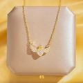 Collier cœur ailes d'ange plaqué or 18K avec pendentif couronne sur écrin velours - Ailes De La Couronne Du Cœur D'or