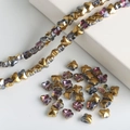 8mm heart-shaped faceted glass beads with gold and amethyst purple gradient finish - Half Gold Inner Multicolor