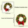 Detailed size guide for Christmas wreath wall sticker with layout and finish dimensions - Ribbon Candy Wreath Style(JDT-X33)