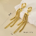 Detail view of 8cm gold multi-layer tassel chain earrings with weight and size parameters - Chain Style