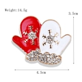Sparkling Christmas glove brooch with red enamel, gold snowflake and rhinestones - xz4583 Christmas Mittens