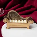 Vintage sofa-shaped jewelry stand with gold frame and 6 velvet ring slots for storage - Gold Black Geometric Lounge (Style A-11)