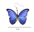 Elegante lange blaue Schmetterlingsflügel-Ohrhänger mit Silberhaken und 3 cm Breite - Blau (M122-3)