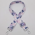 Adjustable tie-dye polyester bag strap with purple and blue patterns and silver hardware - Style 581 / Silver