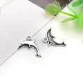 Antiek zilveren dolfijn hanger met dubbelzijdige textuur voor DIY-sieraden maken - 19x13mm Zee-dolfijn