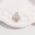Macro detail of S925 silver seashell pendant with pavé-set shimmering zircon stones - Platinum Shell Pendant