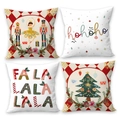 Lot de 4 housses de coussin de Noël avec imprimés casse-noisette et danseuse - Sapin de Noël Soldat Casse-Noisette (Lot de 4)