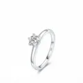 Anello solitario classico in argento S925 con zircone a sei griffe e design minimal - Zircone Singolo Classico a Sei Punte(RHR1116)