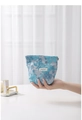 Detail of blue floral jacquard makeup bag with elegant embroidered flower patterns - Small / Jacquard Ice Blue