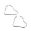 Pendientes de aro con forma de corazón en acero inoxidable plateado y acabado martillado - 43mm / Color Acero