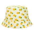 Sommerlicher Fischerhut in Cremeweiß mit lebhaftem gelbem Ananas-Druckmuster - Cremefarbener Ananasdruck (D-35)