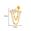 Golden stud earring with sparkling zircons and hanging chains, size 1.66cm by 1.25cm - Curved Zircon Chain Tassel Style (2620-7#) / Gold