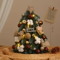 Mini 40cm DIY Christmas tree with warm lights, cotton decor, and golden baubles - Coffee Cotton Norbesone 40cm