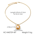 Detailed dimensions of the pearl pendant necklace with exact measurements and weight info - Gold Pearl Pendant Box Chain Necklace (HC-N40739-WT)