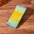 Women's long crocodile pattern wallet featuring unique yellow and blue gradient finish - Gradient Yellow + Blue