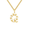Elegant gold plated stainless steel necklace with white pearl inlaid letter Q pendant - Letter Q / Gold