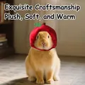 Cute red apple pet hat with green leaf detail for cats and rabbits in soft plush material - Red Apple Hat-Small