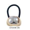 Élastique à cheveux minimaliste avec décor métallique argenté, taille 3.5x2.5cm - Incrustation Hémisphère / Lingot Argent