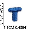 Blue letter T mini embroidery patch with 1.1cm dimension measurement on white backdrop - T (Blue Small)
