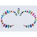 Rainbow crystal face jewel stickers with mixed gem shapes in FG014 colorful style - FG4014R