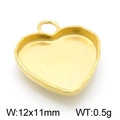 Base de colgante de corazón dorado de acero inoxidable para joyas DIY, 12x11mm 0,5g - 12*11mm / Dorado(KLJ4201-Z)