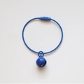 Blue wire keychain loop with matching bell pendant and screw lock closure - Sapphire Blue
