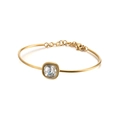 18k gold plated stainless steel bracelet with a bezel-set cushion-cut square zircon - Clear Zirconia (KB120107-KHY)