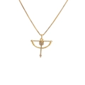 Golden bow and arrow pendant necklace with zircon stones on a minimalist gold chain - Gold Bow and Arrow Style