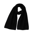 Elegante bufanda de lana negra de punto para hombre y mujer con suave textura de cachemira - Negro
