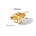 Detail van een gouden roestvrijstalen ring met lotusbladontwerp en afmetingen 39,5 mm - Radiale Blad Open Ring (YYR023217)