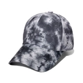 Casquette de baseball classique à 6 panneaux avec motif tie-dye dégradé gris et visière - Tie-Dye Noir Blanc Gris Fumée