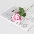 Pink velvet artificial rose with green leaves on magazine, elegant wedding decor - Small Velvet Light Pink