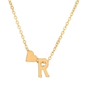 Golden necklace with heart charm and letter R pendant on a minimalist chain - Letter R (10034)