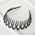 Simple black zigzag headband with teeth for hair grip and minimalist Korean style - Lacquer Black ABS with Teeth