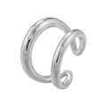 Close-up of a double-layered silver ear cuff with a polished finish and open design - VJ576 Double Band / White Gold
