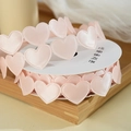 Pink heart pattern satin ribbon on white spool for romantic floral gift wrapping - 1.5CM Width/9M Roll / Champagne
