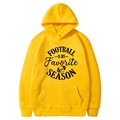 Yellow fleece hoodie with black football lettering print and drawstring hood detail - Yellow-Football Is My Favorite Season