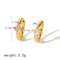 Eleganti orecchini a cerchio in acciaio placcato oro 18K con zirconi quadrati - Stile Geometrico Taglio Princess (TE6518-WT)
