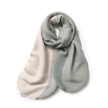 Sciarpa in cashmere stropicciato double-face, design color block bianco crema e verde - 68*200cm / Grigio Beige