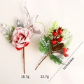 Artificial Christmas stems featuring red frosted roses, berries, and pine cones - Display Stand Combo 5 (4 Pieces)