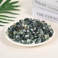 Natural green aventurine polished crystal chips displayed in a white ceramic tray - Moss Agate (9-12mm) 100g