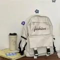 Zaino in tela bianca con ricamo fashion e nodi decorativi neri dallo stile minimalista - Stile di base / Bianco Sporco