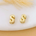 Minimalist 18K gold plated copper 3D alphabet S charm pendants for DIY jewelry making - Gold Letter S