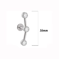 Silver stainless steel labret stud with three-stone curved crystal cluster design - Triple-Gem Curved Style (26 silver) / 1.2*8mm / Silver