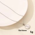 Silver stainless steel moon pendant necklace with 18x16mm round disc on chain - Silver Round Moon (S533-S+N22-S)