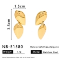 Polished 18k gold plated stainless steel double layer leaf drop earrings for women - Gold Double Layer Leaf Style (NB-E1580) / 18K Gold