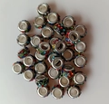 Pile of multi-colored rhinestone beads with 5mm silver metal large eyelet holes - Black with Mixed Rhinestone