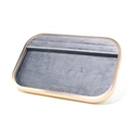 Macro detail of rose gold jewelry tray with premium dark grey microfiber interior - Multi-use Display Tray